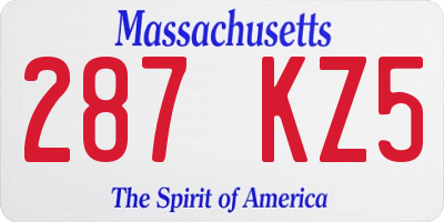 MA license plate 287KZ5