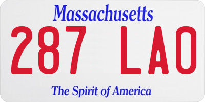 MA license plate 287LA0