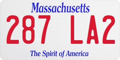 MA license plate 287LA2