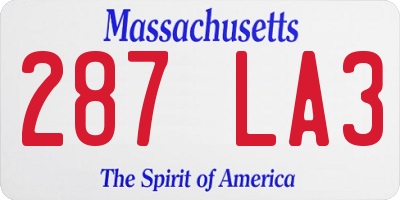 MA license plate 287LA3