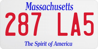 MA license plate 287LA5