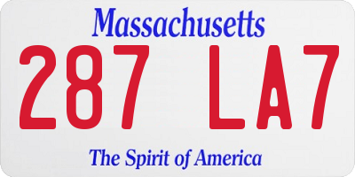 MA license plate 287LA7