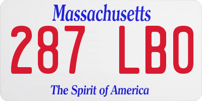 MA license plate 287LB0