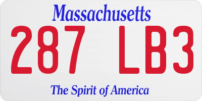 MA license plate 287LB3