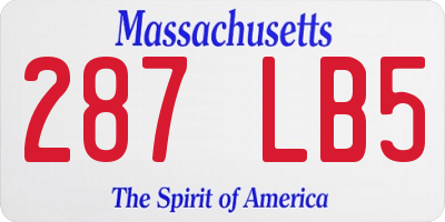 MA license plate 287LB5
