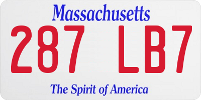 MA license plate 287LB7