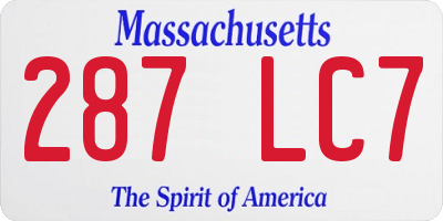 MA license plate 287LC7