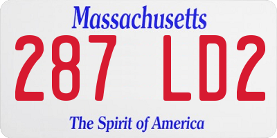 MA license plate 287LD2