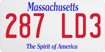MA license plate 287LD3