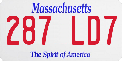 MA license plate 287LD7