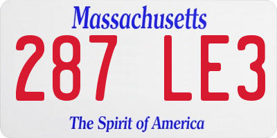 MA license plate 287LE3