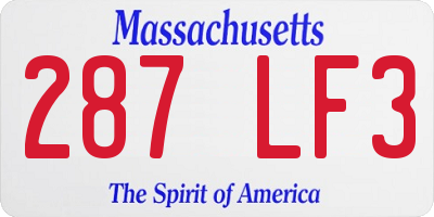 MA license plate 287LF3