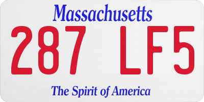 MA license plate 287LF5