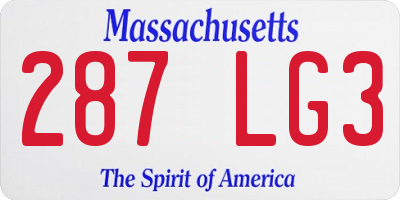 MA license plate 287LG3