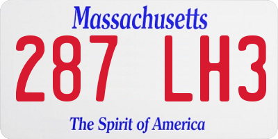 MA license plate 287LH3