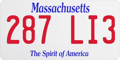 MA license plate 287LI3