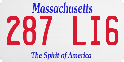 MA license plate 287LI6