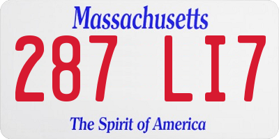 MA license plate 287LI7