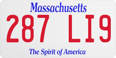 MA license plate 287LI9