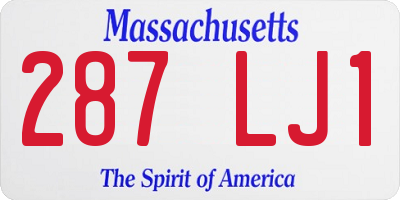 MA license plate 287LJ1