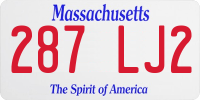 MA license plate 287LJ2