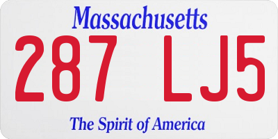 MA license plate 287LJ5
