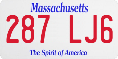 MA license plate 287LJ6