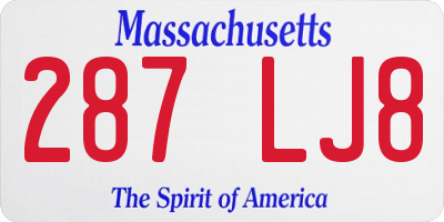 MA license plate 287LJ8