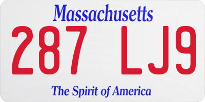 MA license plate 287LJ9