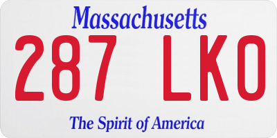 MA license plate 287LK0