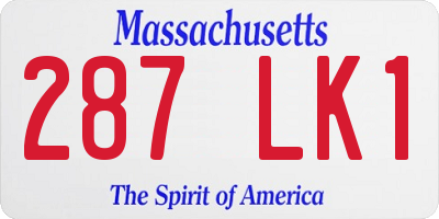 MA license plate 287LK1
