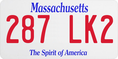 MA license plate 287LK2