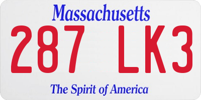 MA license plate 287LK3