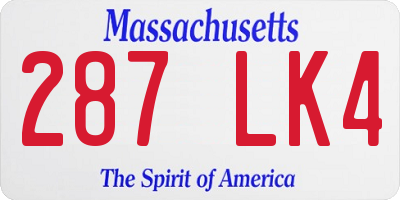 MA license plate 287LK4