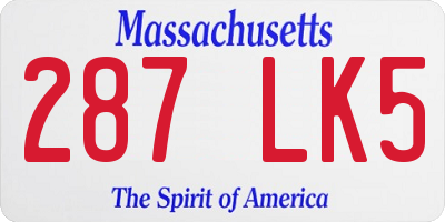 MA license plate 287LK5