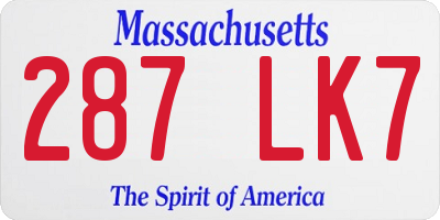 MA license plate 287LK7