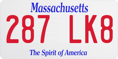 MA license plate 287LK8