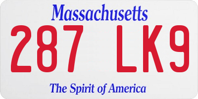 MA license plate 287LK9