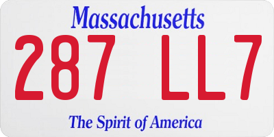 MA license plate 287LL7
