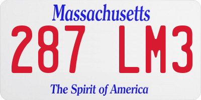 MA license plate 287LM3