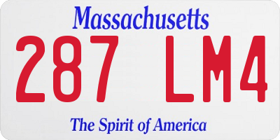 MA license plate 287LM4