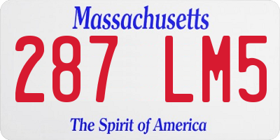 MA license plate 287LM5