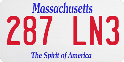 MA license plate 287LN3