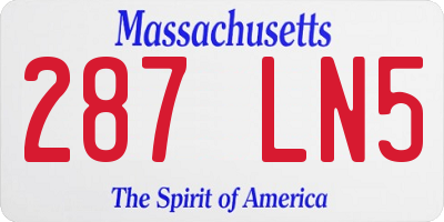 MA license plate 287LN5