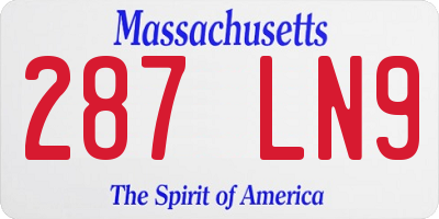 MA license plate 287LN9
