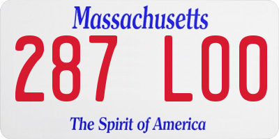 MA license plate 287LO0