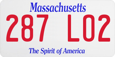 MA license plate 287LO2