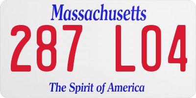 MA license plate 287LO4