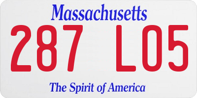 MA license plate 287LO5