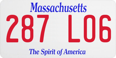 MA license plate 287LO6